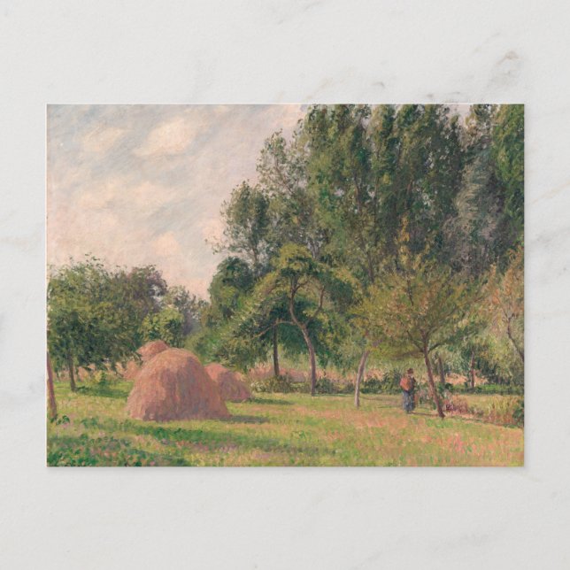Cartão Postal Camille Pissarro | Haystacks, Manhã, Eragny (Frente)