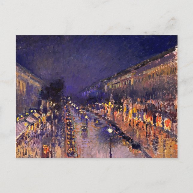 Cartão Postal Camille Pissarro O Boulevard Montmartre À Noite (Frente)