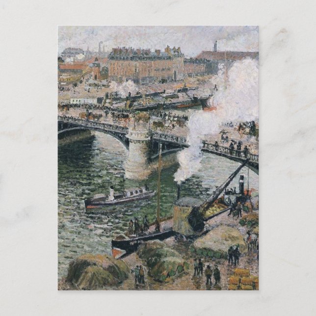 Cartão Postal Camille Pissarro Pont Boieldieu em Rouen Painting (Frente)