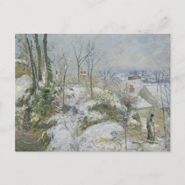 Cartão Postal Camille Pissarro - Rabbit Warren em Pontoise, neve (Frente)