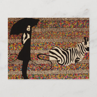 Cartão Postal caminhando a zebra