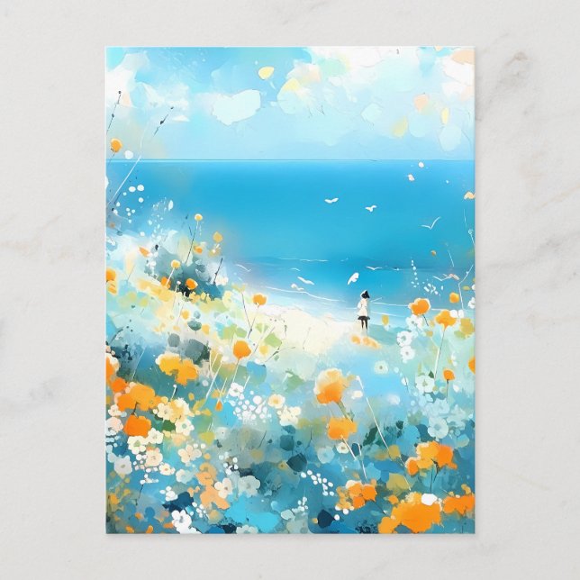 Cartão Postal Caminhando na praia (Frente)