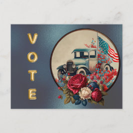 Cartão Postal Caminhão Antigo Patriótico Voto