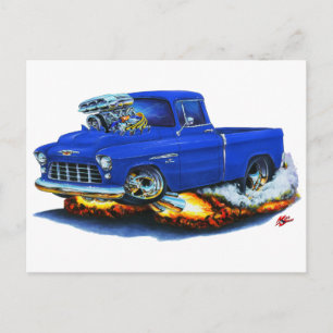 Cartão Postal Caminhão Azul Chevy Pickup 1955