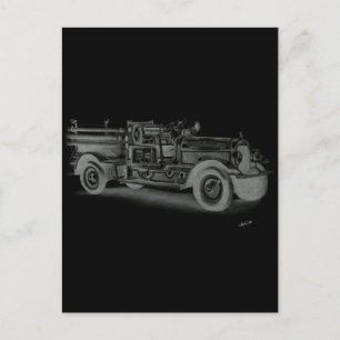 Cartão Postal caminhão-corta-fogos com mão desenhada
