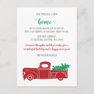 Cartão Postal Caminhão de Árvore de Natal Nós Mudamos Feriados