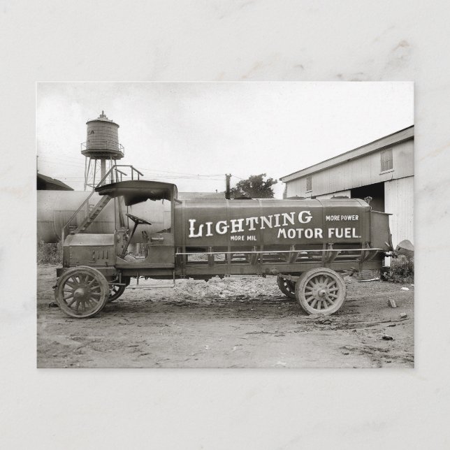 Cartão Postal Caminhão de Combustível Motor Lightning, 1920 (Frente)