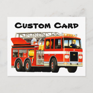 Cartão Postal Caminhão de Fogo Personalizado da Criança