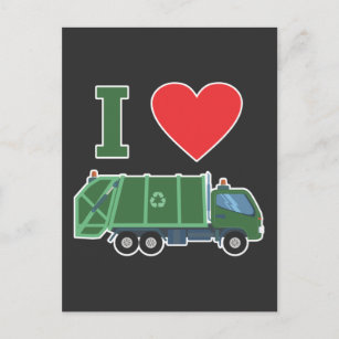 Cartão Postal Caminhão de lixo Ama Crianças Lixo Reciclagem