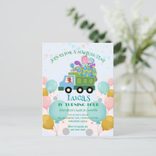 Cartão Postal Caminhão de lixo dinossauro engraçado Nome da fest