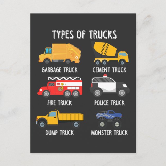 Cartão Postal Caminhão de Lixo Legal para Crianças que Reciclam  (Frente)