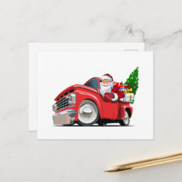 Cartão Postal Caminhão de Natal de desenho animado com Papai Noe