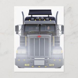 Cartão Postal Caminhão de tração Semi Preta com Faróis