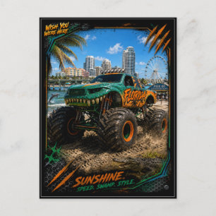 Cartão Postal Caminhão Monstro de Arte Off Road da Flórida