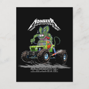 Cartão Postal Caminhão monstro de desenho animado