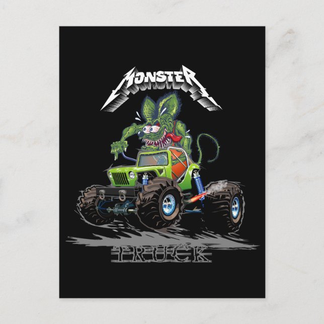 Cartão Postal Caminhão monstro de desenho animado (Frente)