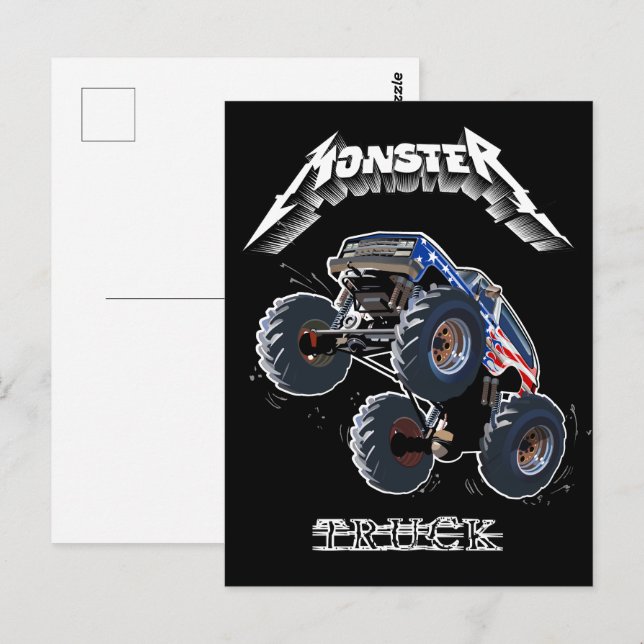 Cartão Postal Caminhão monstro de desenho animado (Frente/Verso)