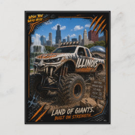 Cartão Postal Caminhão Monstro de Illinois Arte Off Road