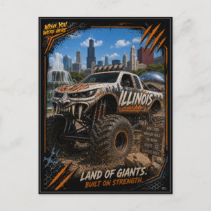 Cartão Postal Caminhão Monstro de Illinois Arte Off Road