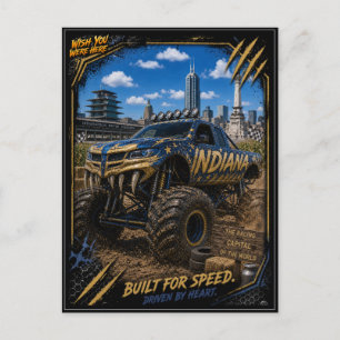 Cartão Postal Caminhão Monstro de Indiana Arte Off Road
