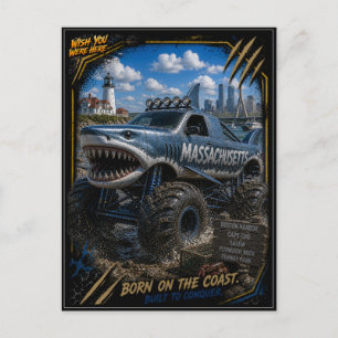 Cartão Postal Caminhão Monstro de Massachusetts Arte Off Road