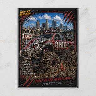 Cartão Postal Caminhão Monstro de Ohio Estrada de Arte