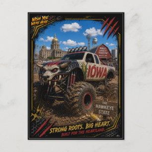 Cartão Postal Caminhão Monstro Iowa Arte Off Road