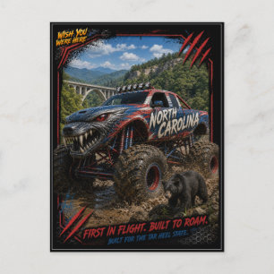 Cartão Postal Caminhão Monstro Off Road Carolina do Norte Arte