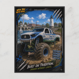 Cartão Postal Caminhão Monstro Off Road Connecticut Arte