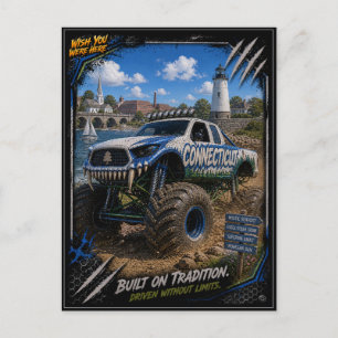 Cartão Postal Caminhão Monstro Off Road Connecticut Arte