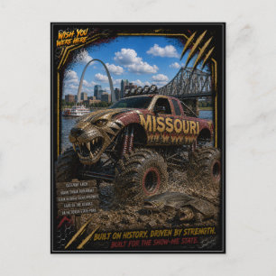 Cartão Postal Caminhão Monstro Off Road Missouri Arte