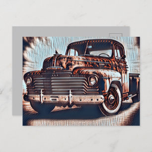 Cartão Postal Caminhão Rustic Grunge - Uma Beleza Vintage