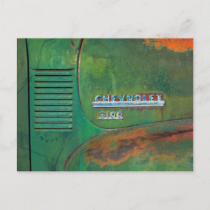Cartão Postal Caminhão Verde Vintage Enferrujado de lado