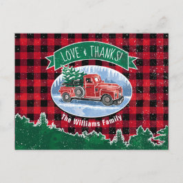 Cartão Postal Caminhão Vermelho Antigo Amor & Agradecimento Feri