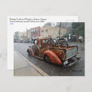 Cartão Postal Caminhão Vintage com Bicicleta / Jerome, Arizona