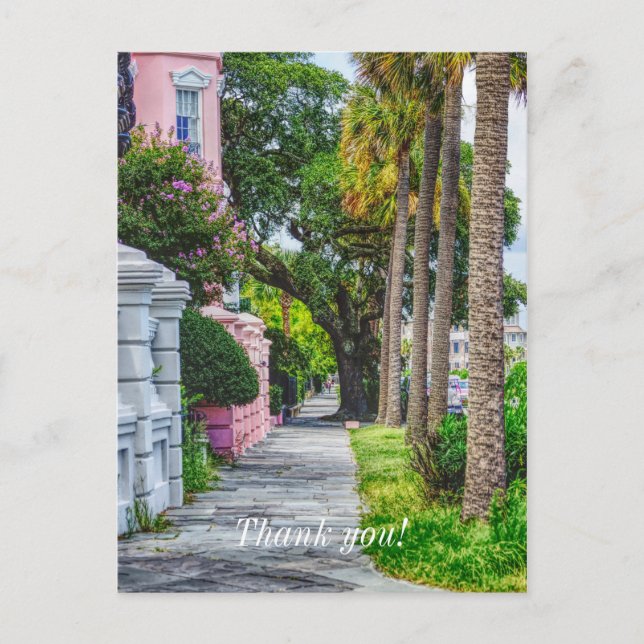 Cartão Postal Caminhe ao longo de Rainbow Row Obrigado (Frente)