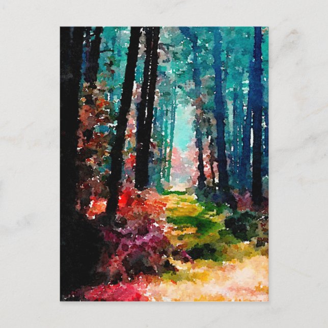 Cartão Postal Caminhe na floresta (Frente)