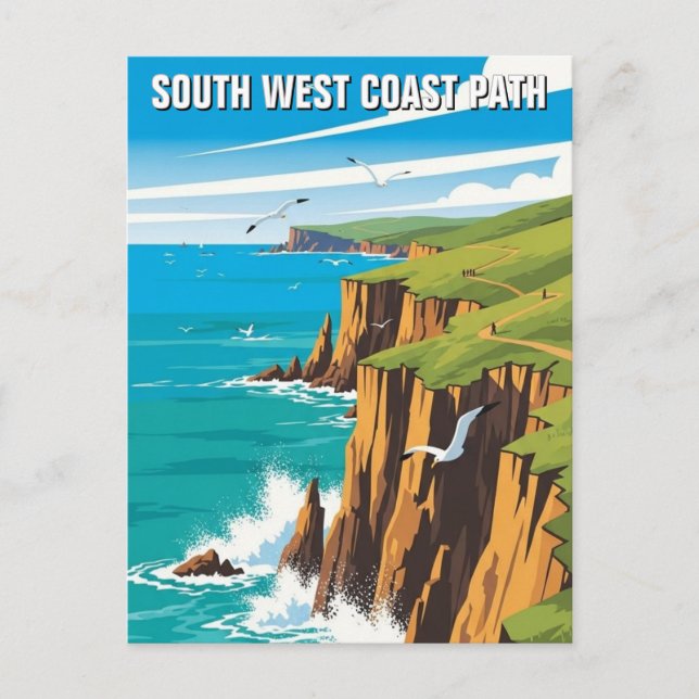 Cartão Postal Caminho da Costa Sudoeste Inglaterra Viagem (Frente)