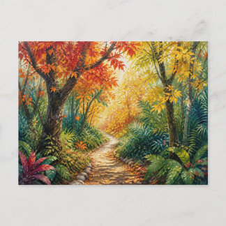 Cartão Postal Caminho da Floresta de Outono