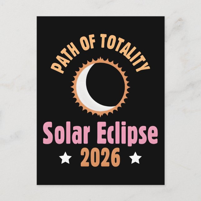 Cartão Postal Caminho da totalidade do eclipse solar de 2026 (Frente)