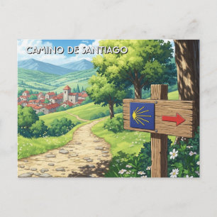 Cartão Postal Caminho de Santiago Peregrino Caminhada Pôr do Sol