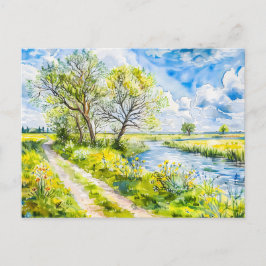 Cartão Postal Caminho de verão pelo estilo de aquarela Havel Hav