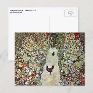 Cartão Postal Caminho do Jardim com Galinhas, Gustav Klimt, Art 
