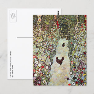 Cartão Postal Caminho do Jardim com Galinhas, Gustav Klimt, Art 