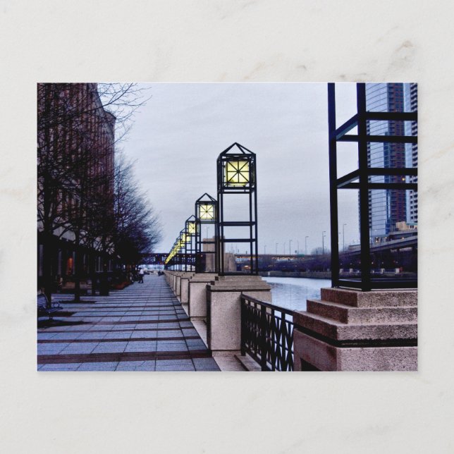 Cartão Postal Caminho do rio Chicago (Frente)