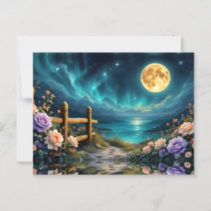 Cartão Postal Caminho Floral Iluminado pela Lua até a Praia