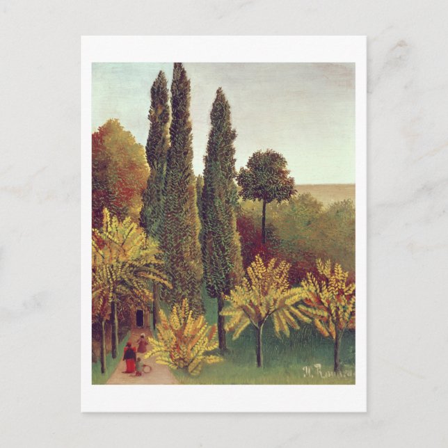 Cartão Postal Caminho no Parque Buttes Chaumont, Paris, 1908 (pe (Frente)