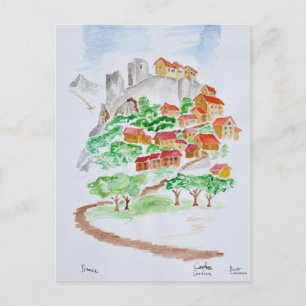 Cartão Postal Caminho para a Fortaleza de Corte Córsega, Franç