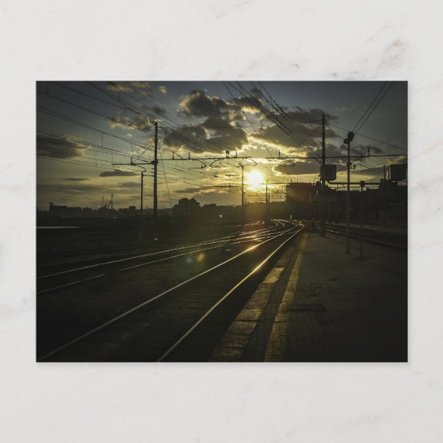 Cartão Postal Caminhos de ferro Catania ao pôr do sol (Frente)