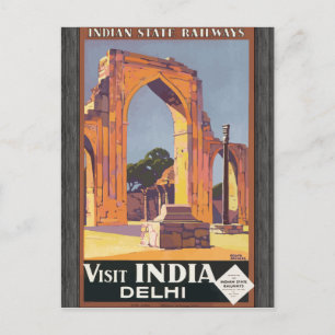 Cartão Postal Caminhos de Ferro Estatais Indianos Visitam a Índ